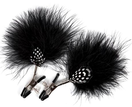 Зажимы на соски с украшением из чёрных перышек Blush Novelties FEATHER NIPPLE CLAMPS 520118