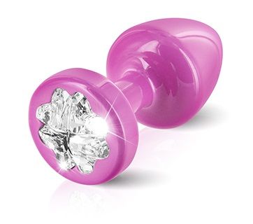 Розовый алюминиевый плаг с кристаллом в виде цветка DIOGOL Anni R Clover Pink T1 8120010054 (6 см)