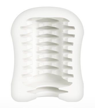 Компактный мастурбатор белого цвета MyStim MasturbaTIN Ribbed Rita 46291