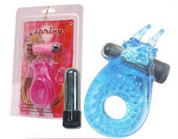 Голубое эрекционное кольцо с вибрацией и усиками для стимуляции клитора Sextoy 2011 00239-1