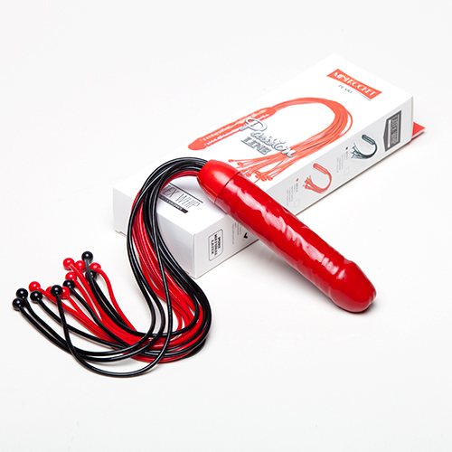 Чёрно-красная плеть с ручкой-фаллосом Sitabella «Мини-ракета» 6013-12 (50 см)