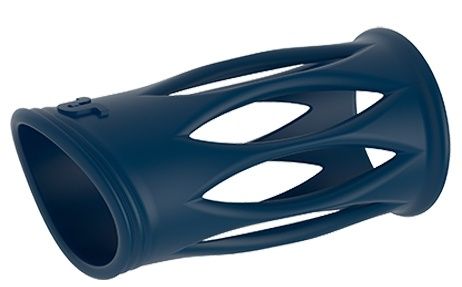 Синяя ребристая насадка на пенис Adrien Lastic Maximum M 30665