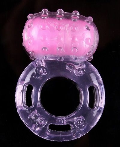 Розовое виброкольцо с пупырышками White Label 47206-MM