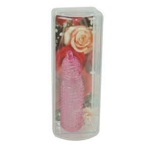 Закрытая розовая насадка на пенис с пупырышками Baile BI-010045U-1-0101 (10 см)