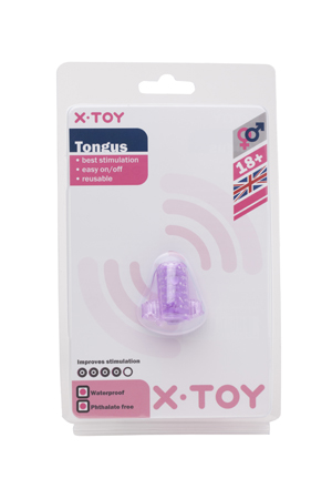 Фиолетовое стимулирующее кольцо с вибрацией на язык X-TOY Tongus XT10351-12