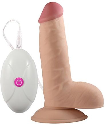 Реалистичный вибратор телесного цвета с пультом Lovetoy The Ultra Soft Dude LV1092 (19 см)