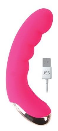 Ярко-розовый изогнутый мини-вибромассажёр с 10 режимами вибрации Bior toys ST-40151-16