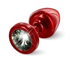Красная анальная пробка с чёрным кристаллом DIOGOL ANNI round Red T1 Black Diamond 9020060075 (6 см)