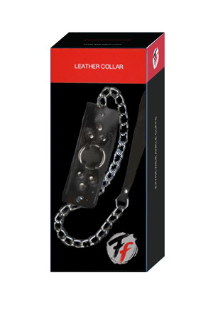 Чёрный кожаный ошейник с металлической цепью Sitabella Leather Collar FF0033-23