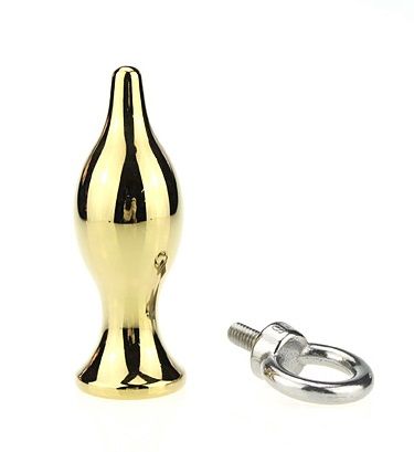 Золотистая металлическая анальная пробка с кольцом 4sexdreaM 47422 (7 см)