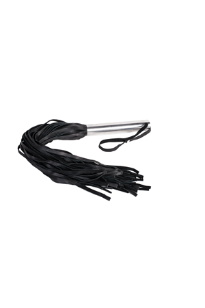 Чёрная кожаная плеть с металлической рукоятью Sitabella Leather Whip Metal FF0069-23 (50 см)