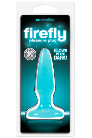Голубая анальная пробка, светящаяся в темноте NS Novelties Firefly Pleasure Plug Mini NSN-0475-17 (8,1 см)