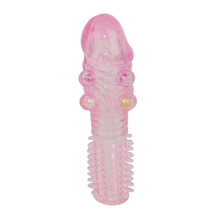 Рельефная розовая насадка с бусинами и шипами Baile BI-010045H-0101 (14 см)