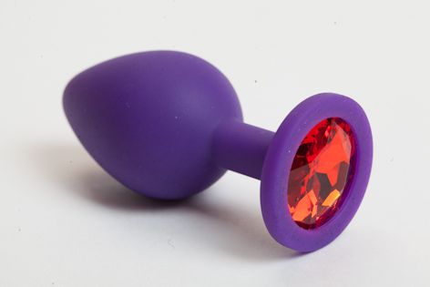 Фиолетовая силиконовая пробка с красным кристаллом 4sexdreaM 47069-2 (9,5 см)