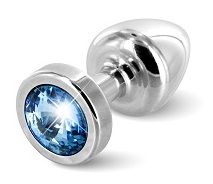 Серебристая пробка с голубым кристаллом DIOGOL ANNI round Silver T1Blue 9020060086 (6 см)