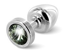 Серебристая пробка с чёрным кристаллом DIOGOL ANNI round Silver T1 Black Diamond 9020060084 (6 см)