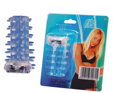 Голубая насадка на фаллос с вибрацией и усиками для стимуляции Sextoy 2011 00315-1