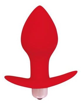 Красная коническая анальная вибровтулка с ограничителем Bior toys ST-40169-3 (8 см)