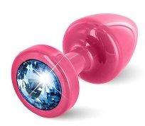 Розовая пробка с голубым кристаллом DIOGOL ANNI round Pink T1 Blue 9020060083 (6 см)