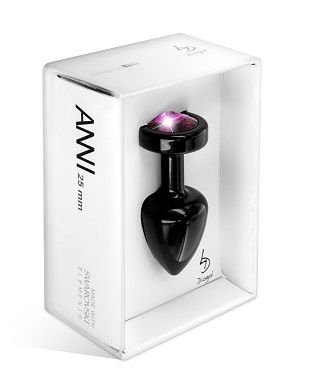 Чёрная пробка с малиновым кристаллом DIOGOL ANNI round black T1 Fuschia 9020060073 (6 см)