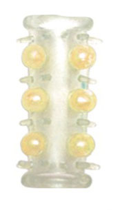 Жёлтая насадка на фаллос с шипами и бусинами Sextoy 2011 00162-6