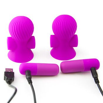 Лиловые перезаряжаемые вибростимуляторы для груди Baile BI-014545-1