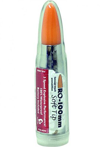 Серебристая вибропуля с оранжевым силиконовым кончиком Rocks-Off RO-100MM SOFT TIP ROSTOR