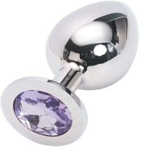Анальная пробка со светло-сиреневым кристаллом Anal Jewelry Plug BUTT PLUG Large SL-15 (9,5 см)
