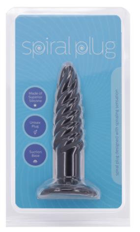 Анальная пробка с винтообразными ребрышками в чёрном цвете Gopaldas Spiral Plug F0159B10PGAC (11 см)