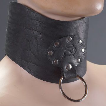 Чёрный фигурный ошейник с кольцом без подкладки Подиум Р283-Б