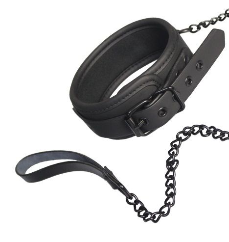 Чёрный ошейник с поводком Dream Toys BLAZE COLLAR AND CHAIN BLACK 21264