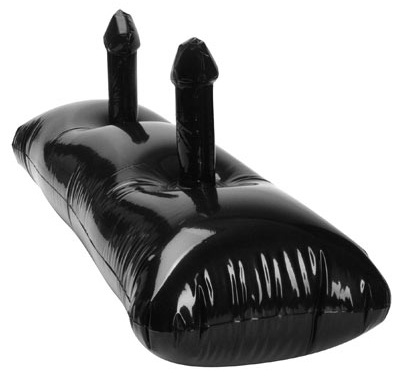 Чёрная надувная подушка с двумя фаллосами Dream Toys 20155