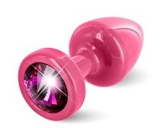 Розовая пробка с малиновым кристаллом DIOGOL ANNI round Pink T1 Fuschia 9020060082 (6 см)