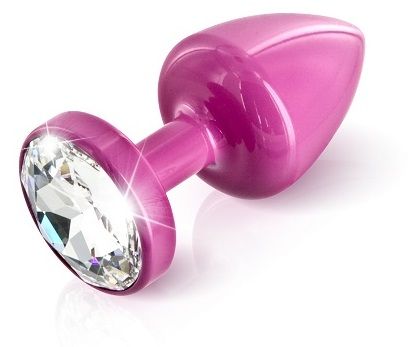 Розовый анальный плаг с 2 заменяемыми кристаллами DIOGOL Anni Magnet T1 pink Cristal/black 9020060054 (6 см)