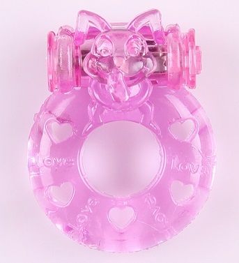 Розовое виброкольцо White Label «Задорный кролик» 47204-MM