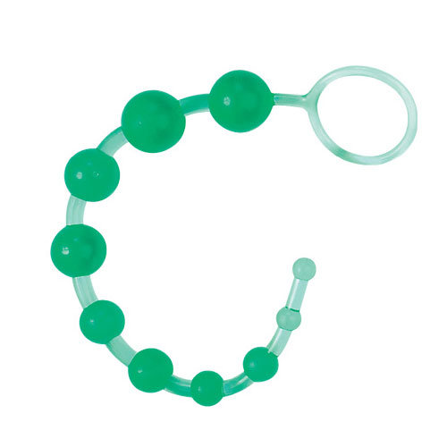 Зелёные анальные шарики на жёсткой сцепке Gopaldas 2K79GR BCD GP