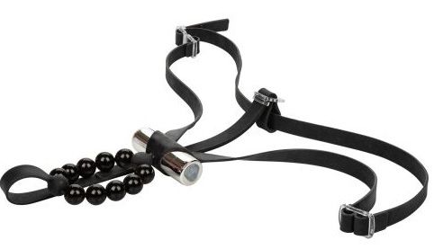 Чёрные стимулирующие трусики с вибрацией California Exotic Novelties Lovers Thong with Pleasure Beads SE-0060-60-3