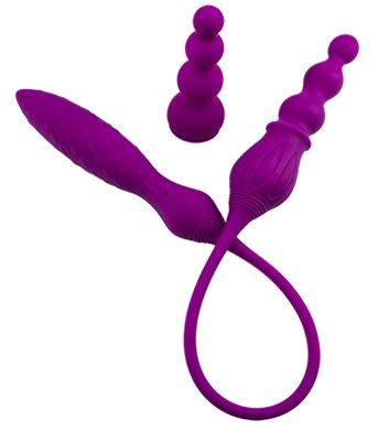 Двухсторонний гибкий вибромассажёр с дистанционным управлением лилового цвета Adrien Lastic 2X+LRS 108735