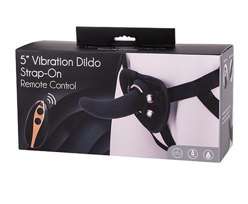 Чёрный поясной фаллоимитатор с вибрацией Seven Creations 5INCH VIBRATION DILDO STRAP-ON 51128 (12,5 см)
