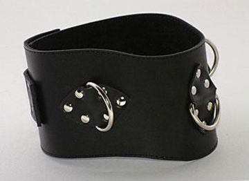 Чёрный не подшитый кожаный ошейник с кольцами Beastly 10333