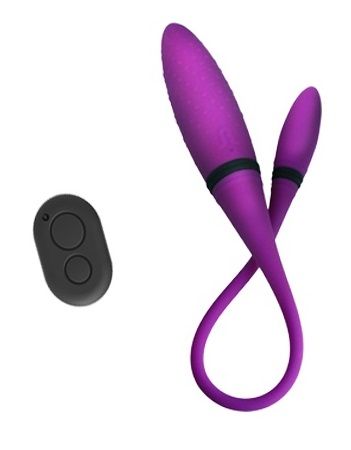 Двусторонний вибратор с дистанционным управлением фиолетового цвета Adrien Lastic Two 10821