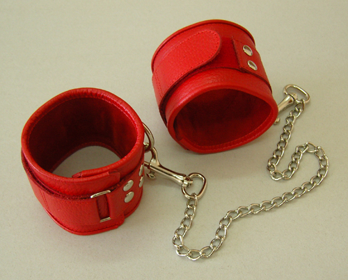 Красные кожаные оковы на липучках Sitabella 3073-2