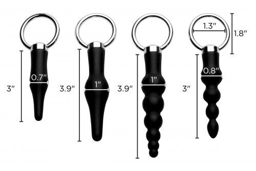 Набор из 4 анальных стимуляторов XR Brands Piece Silicone Anal Ringed Rimmer Set AF930