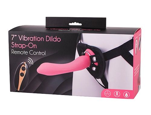 Розовый поясной фаллоимитатор с вибрацией Seven Creations 7INCH VIBRATION DILDO STRAP-ON 51129 (18 см)