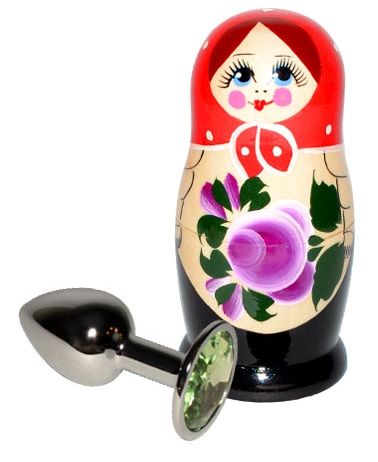 Металлическая анальная пробка со стразиком в упаковке-матрёшке Sitabella 8010