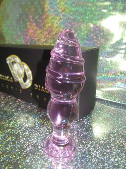 Розовая анальная ёлочка из стекла со спиралью в верхней части Джага-Джага GD217 (11 см)