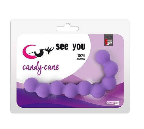 Фиолетовая анальная цепочка Dream Toys SEE YOU CANDY CANE ANAL BEADS 21225 (13,1 см)