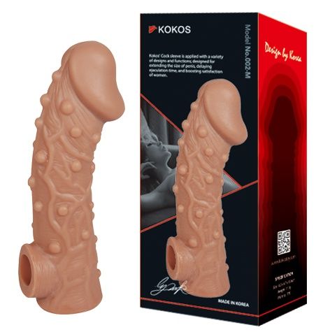 Телесная насадка на фаллос с отверстием для мошонки KOKOS EXTREME SLEEVE CS.002-M (15,6 см)