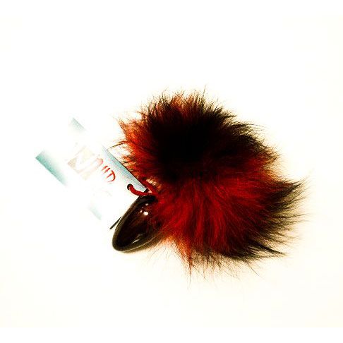 Чёрная анальная пробка с красно-чёрным заячьим хвостом Wild Lust HT40black/red-black (8 см)