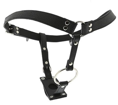 Чёрные трусики для крепления фаллоимитатора Dream Toys STRING WITH PENIS RING 21333